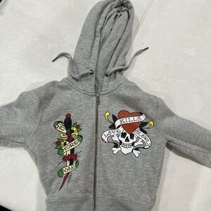Gray Kids Hoodie with Graphic Design